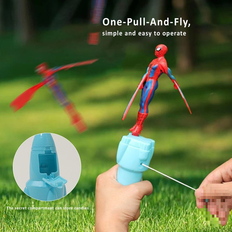 Kids Super Hero Pull-String Flying Action Figure Toy Trending Accessories