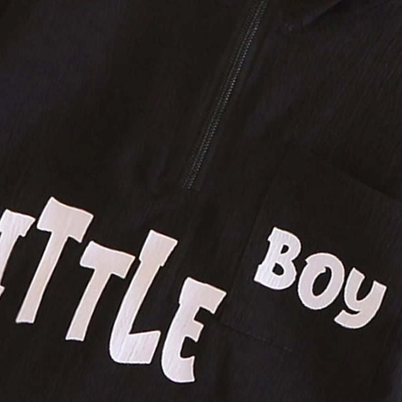 Boys Black Typographic Printed Oversized T-Shirt With Shorts Co-ord Sets Sets