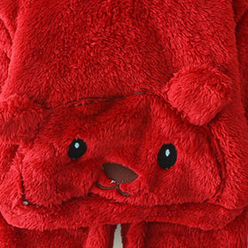 Boys Red Fleece Bear Themed Hoodie With Jogger Sets Sets