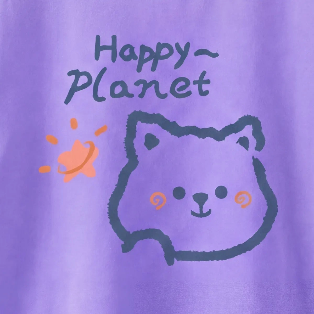 Girls Purple Happy Planet Typography Print Short Sleeve T-Shirt Tshirts