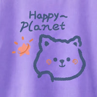 Girls Purple Happy Planet Typography Print Short Sleeve T-Shirt Tshirts