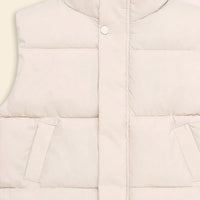 Boys White Quilted Puffer Vest With Stand-up Collar Coats & Jackets