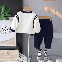 Boys Navy Blue Graphics Printed Sweatshirt With Jogger Sets Sets
