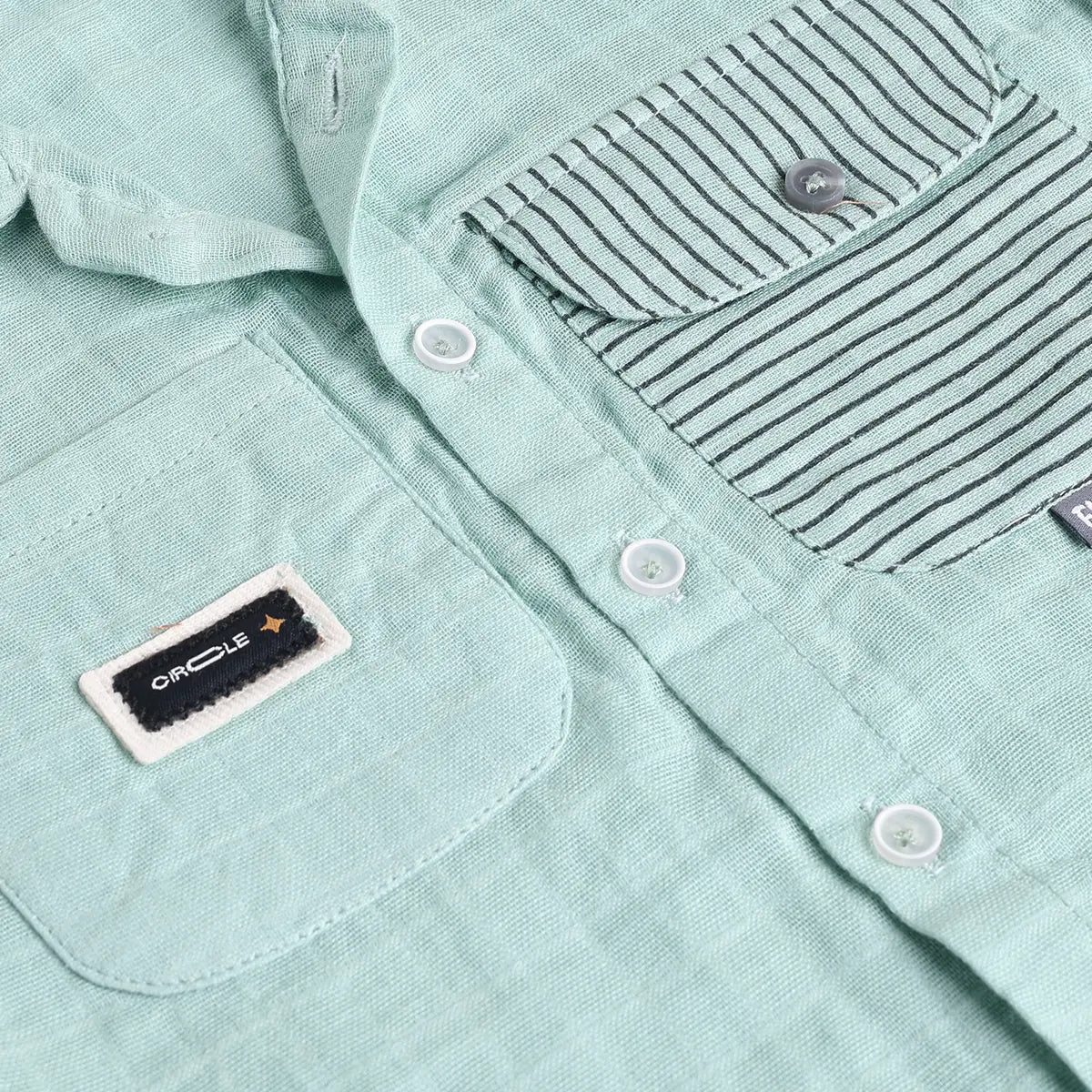 Boys Green Checked Short Sleeves Shirt With Shorts Sets Sets