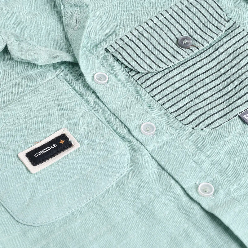 Boys Green Checked Short Sleeves Shirt With Shorts Sets Sets