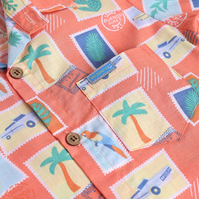 Boys Orange Graphic Short Sleeve Shirt With Elasticated Shorts Sets 2 pc. Sets