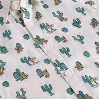 Boys Blue Cactus Printed Shirt With T-Shirt And Shorts Sets 3 pc. Sets