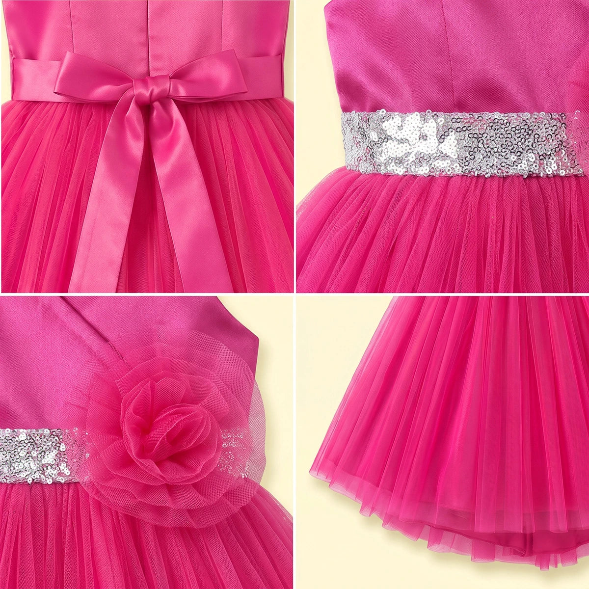 Girls Fuchsia Solid Sleeveless Party Gown Party Dresses