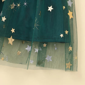 Girls Green Christmas Tree Printed Fit & Flare Dress Casual Dresses