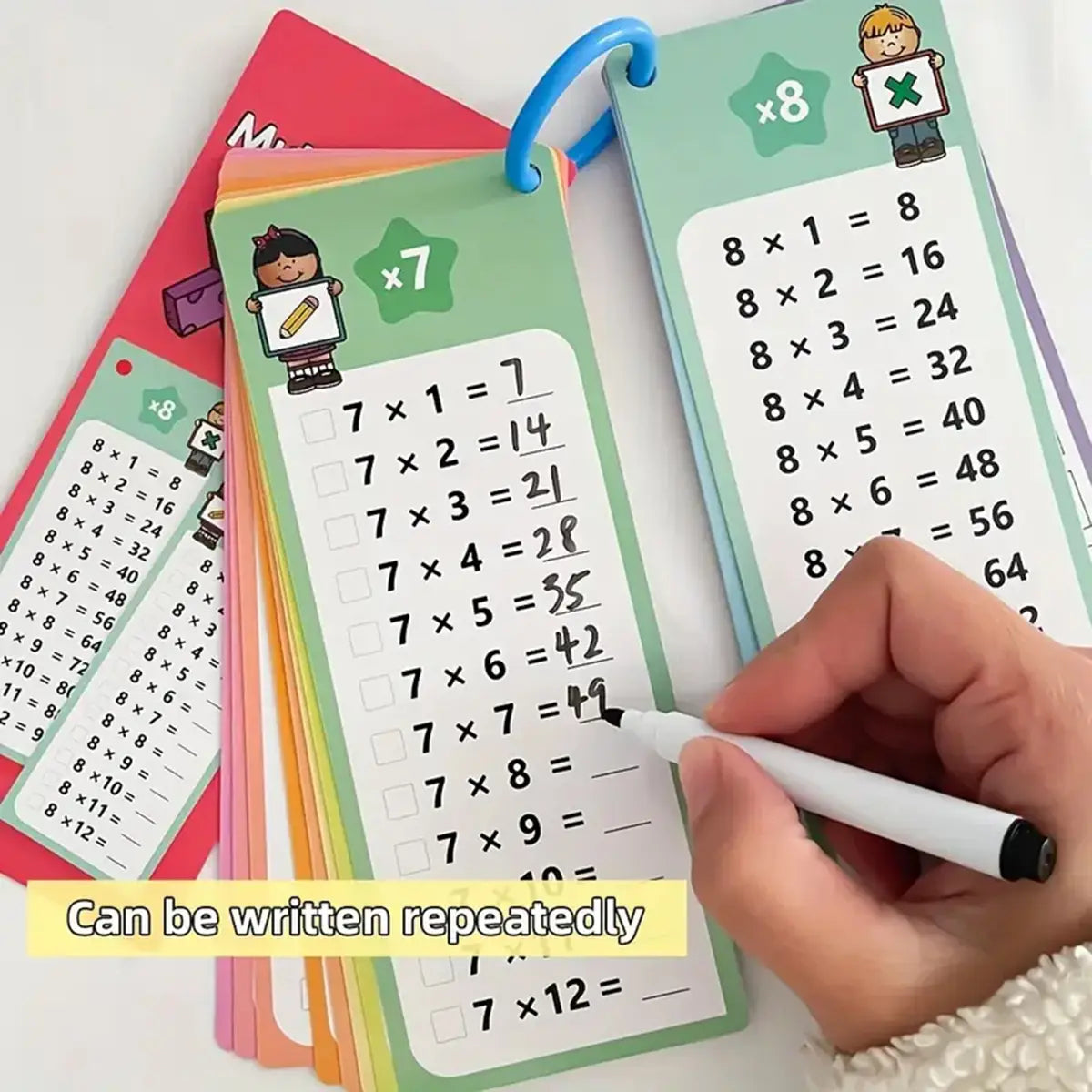 Kids Rewritable Multiplication Flash Cards Set Trending Accessories Multicolor Onesize