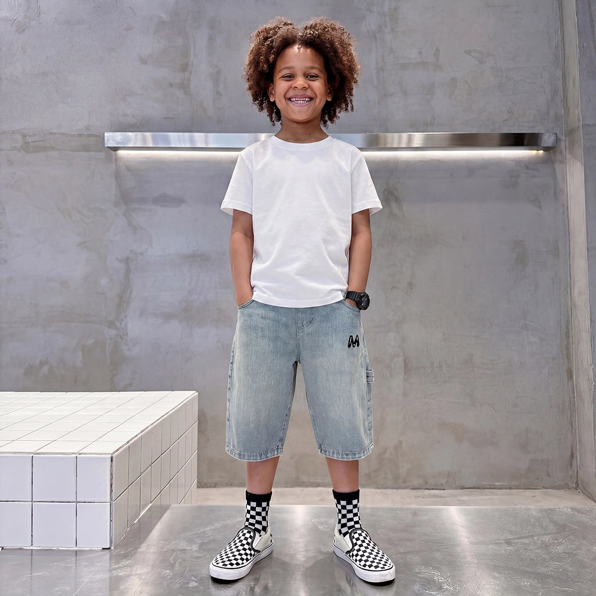 Boys Light Blue Embroidered Denim Shorts Shorts Light Blue 3-4 Y