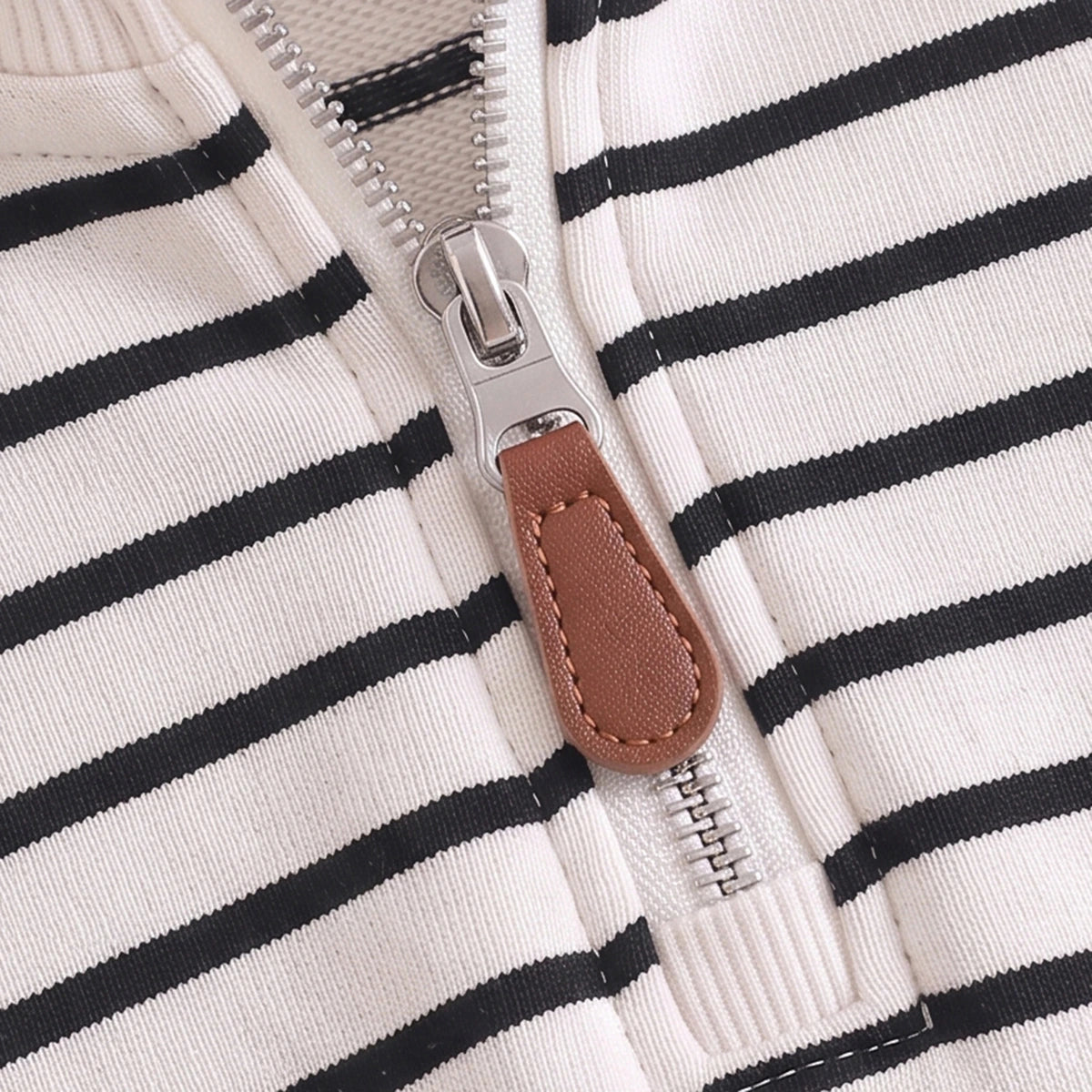 Boys White Striped Half Zip Long Sleeve Sweatshirt Sweatshirts & Hoodies