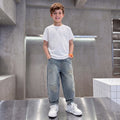 Boys Light Blue Distressed Ripped Loose Fit Denim Jeans Pants Light Blue 3-4 Y