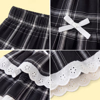 Girls Black Checked Flared Skirt Skirts