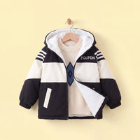 Boys White Hooded Full Sleeves Fleece Lined Jacket Coats & Jackets White 1-2 Y