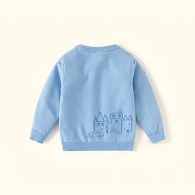 Boys Light Blue Car Graphic Long Sleeve Sweater Sweaters & Cardigans