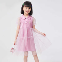 Girls Empire Line Tulle Overlay Casual Dress Casual Dresses Purple 6-7 Y 