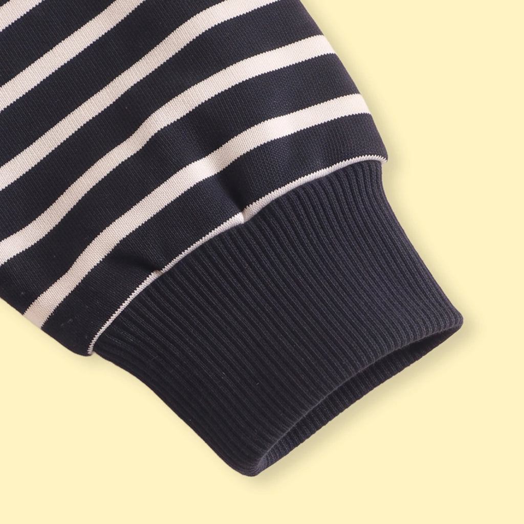 Boys Black Striped Half Zip Long Sleeve Sweatshirt Sweatshirts & Hoodies