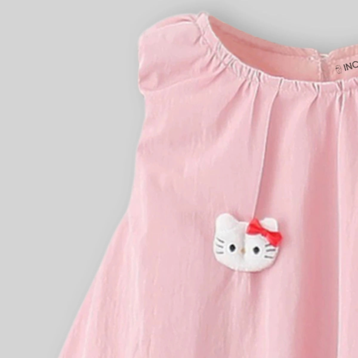 Girls Pink Cat Applique Sleeveless A-Line Dress Casual Dresses