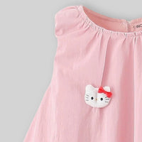 Girls Pink Cat Applique Sleeveless A-Line Dress Casual Dresses