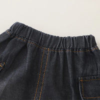 Boys Black Denim Shirt & Shorts With Printed T-Shirt Sets Sets