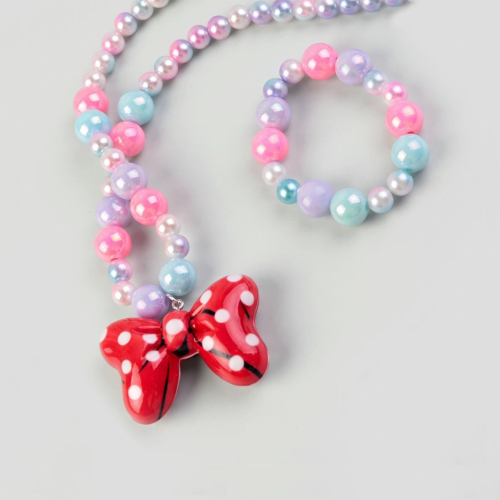 Pack Of 3 Girls Multicolour Frozen Heart Necklace and Bracelet Sets Necklace and Bracelet