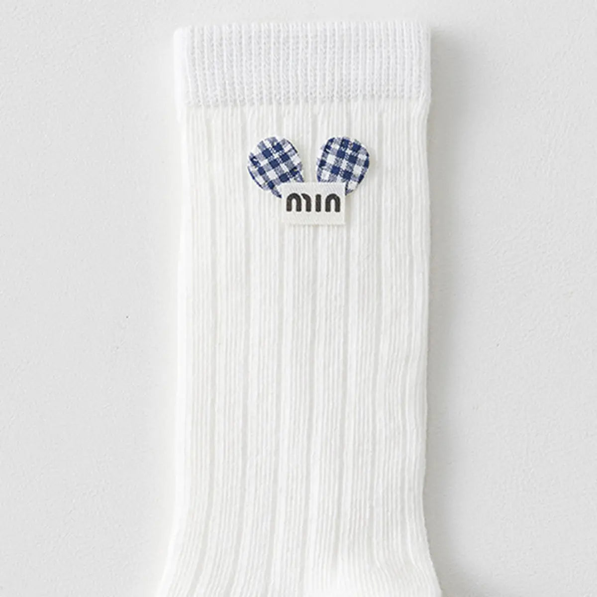 Pack of 5 Girls White Gingham Applique Calf Length Socks Socks