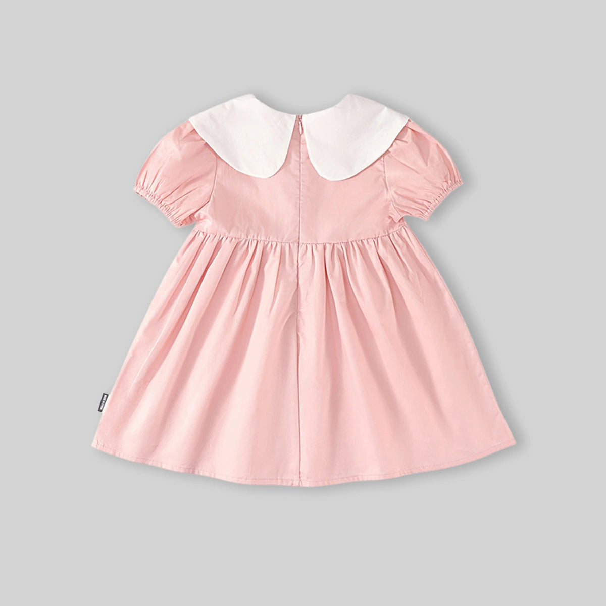 Girls Light Pink Floral Embroidered Peter Pan Collar Fit & Flare Dress Casual Dresses