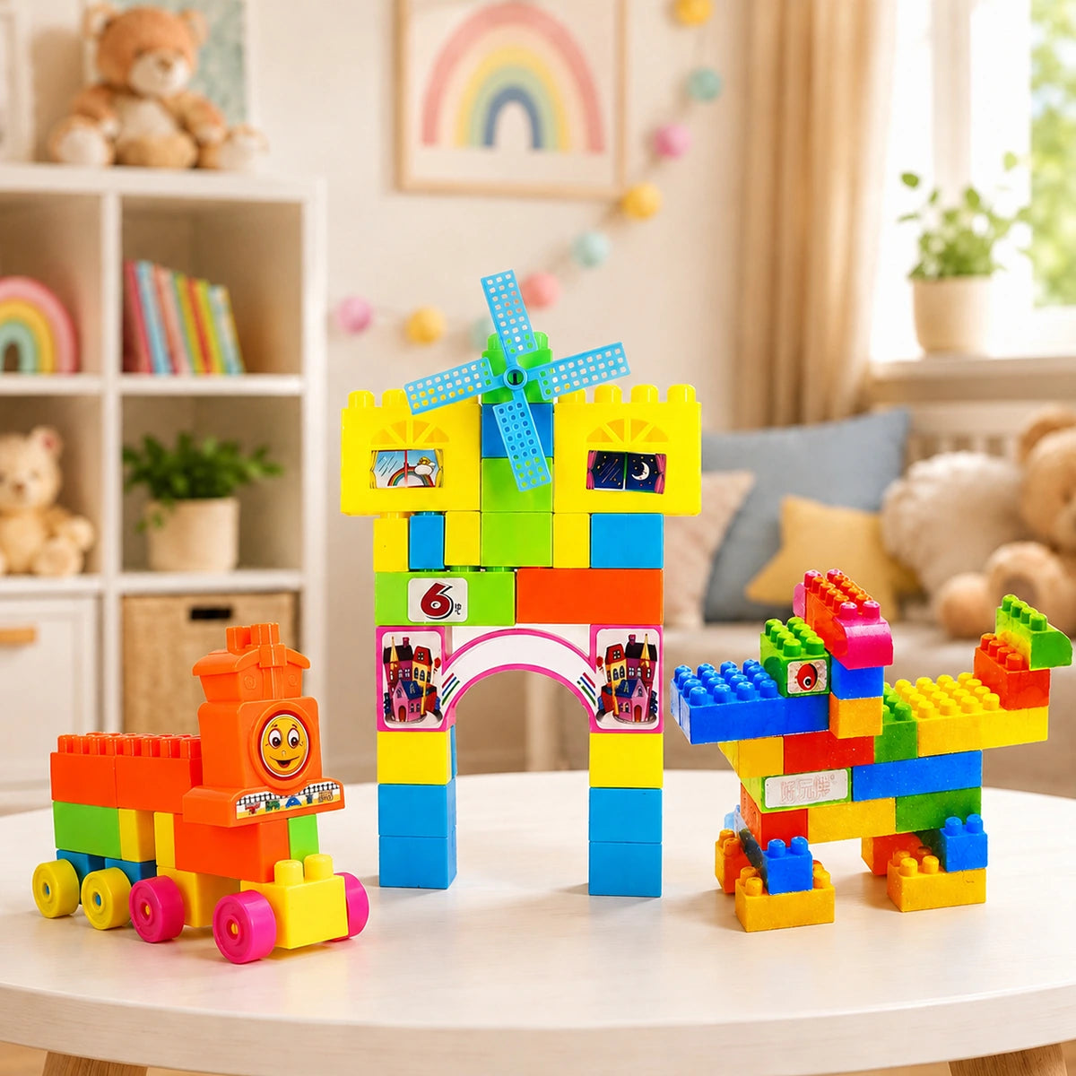 Multicolor 93 PCS Large Building Blocks Train Set for Kids Trending Accessories