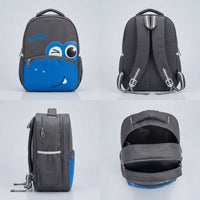 Boys Grey Cartoon Smiley Canvas School Backpack Trending Accessories