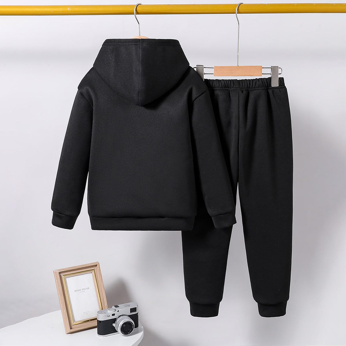 Boys Black Spooky Printed Hooded Sweatshirt with Joggers Set Sets
