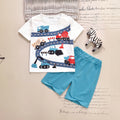 Boys White Short Sleeve Graphic Print T-Shirt With Shorts Sets 2 pc. Sets White 3-4 Y