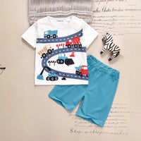 Boys White Short Sleeve Graphic Print T-Shirt With Shorts Sets 2 pc. Sets White 3-4 Y