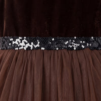 Girls Brown Floral Applique Fit & Flare Party Dress Party Dresses