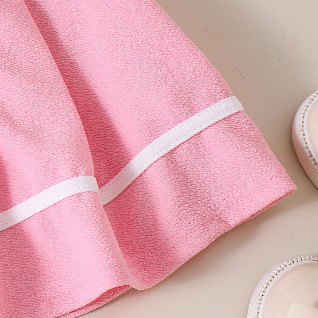Girls White Textured Sleeveless Polo Top with Pleated Skirt Sets 2 pc. Sets