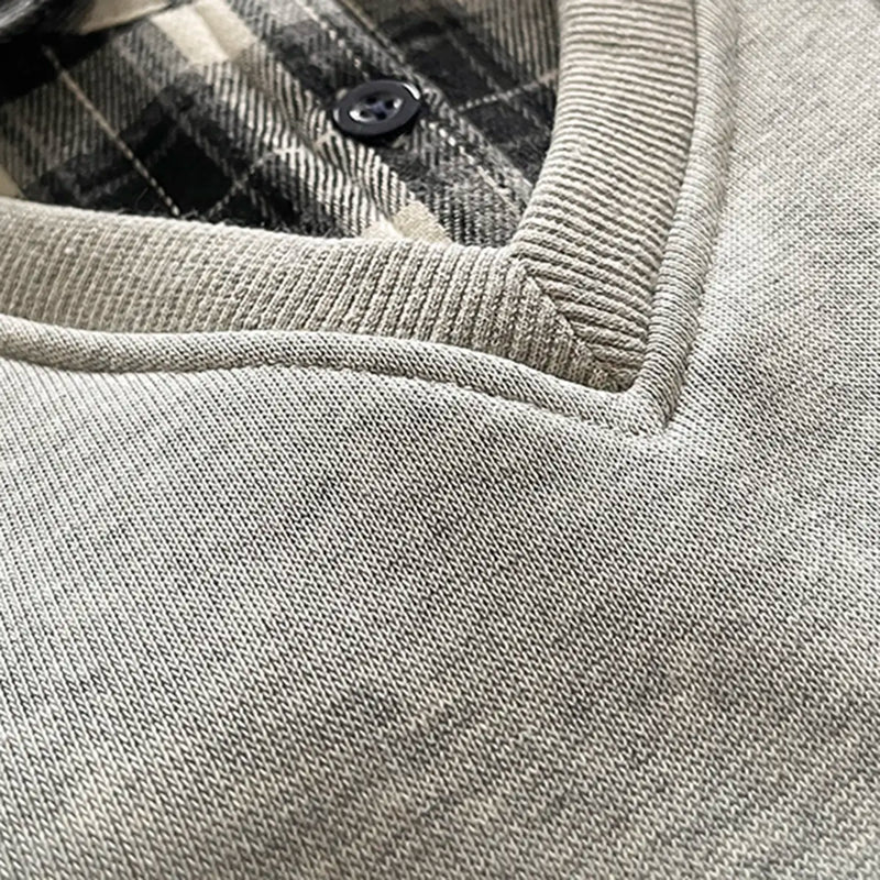 Boys Grey Checked Regular Sweatshirt With Denim Trouser Sets 2 pc. Sets