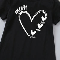 Girls Black Heart Graphic Short Sleeve T-Shirt Dress Casual Dresses