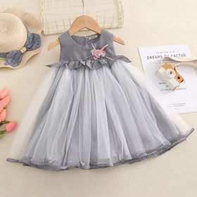 Girls Sleeveless Fit & Flare Plaid Dress Casual Dresses Black 1-2 Y 