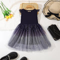 Girls Sleeveless Star Print Dress Casual Dresses Blue 2-3 Y 
