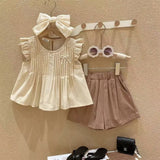 Girls Pintucks Top with Shorts Set