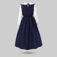 Girls Navy Blue Solid Long Sleeves Fit & Flare Midi Dress Casual Dresses