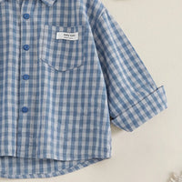 Boys Blue Checked Long Sleeve Shirt Shirts