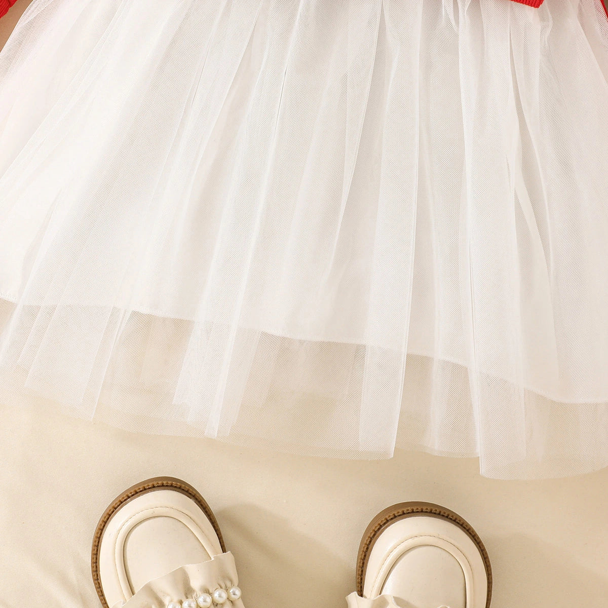 Girls Red Heart Printed Tulle Skirt Sweatshirt dress Casual Dresses