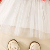 Girls Red Heart Printed Tulle Skirt Sweatshirt dress Casual Dresses