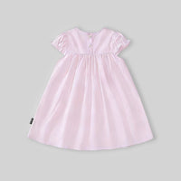 Girls Light Pink Embroidered Puff Sleeve Fit & Flare Dress Casual Dresses