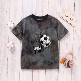 Boys Black Short Sleeve Tie & Dye Graphic T-Shirt Tshirts Black 3-4 Y