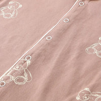 Girls Light Brown Teddy Bear Printed Short Sleeve Shirt With Elasticated Pyjama Sets Sets