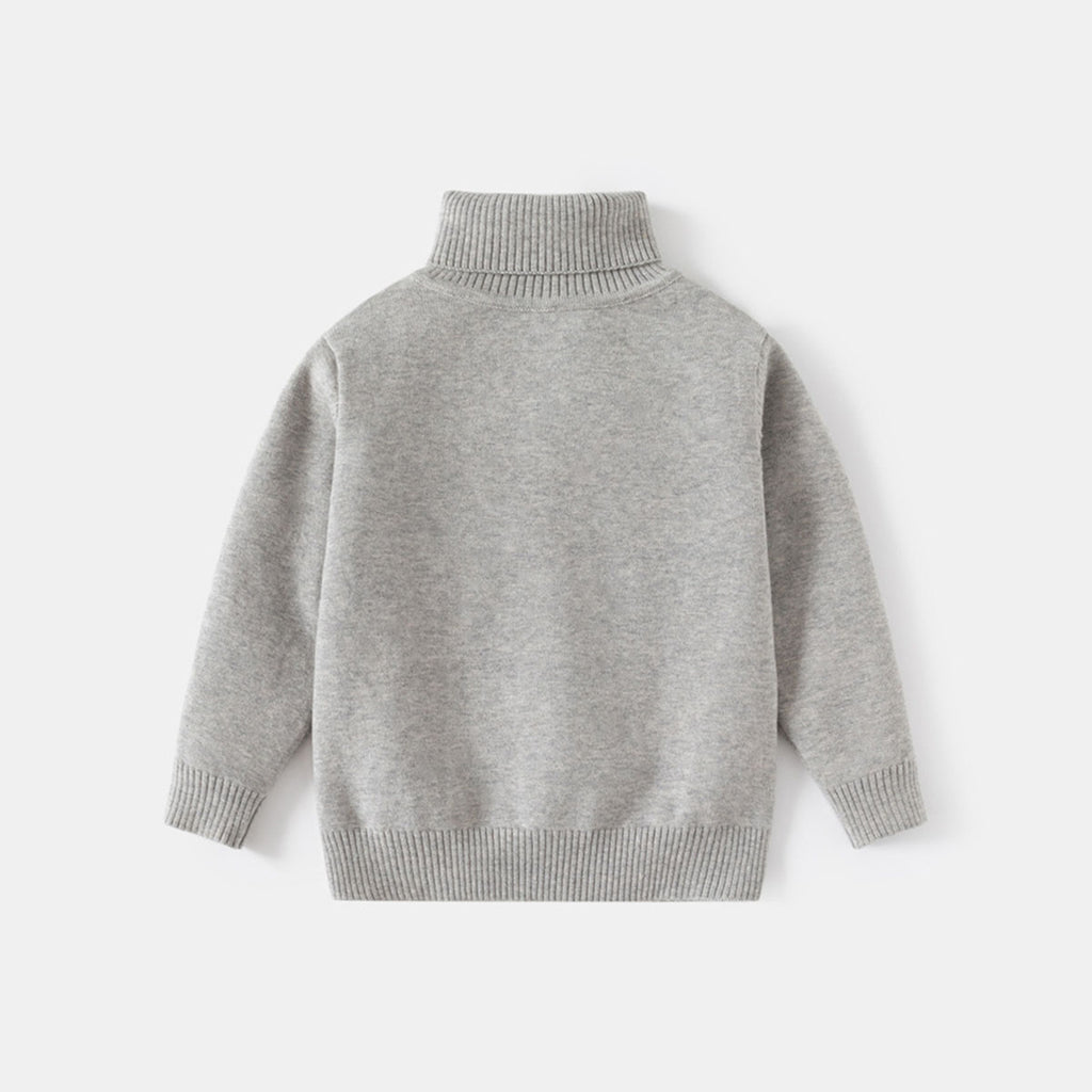 Boys Grey Textured Turtleneck Sweater Sweaters & Cardigans