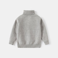 Boys Grey Textured Turtleneck Sweater Sweaters & Cardigans