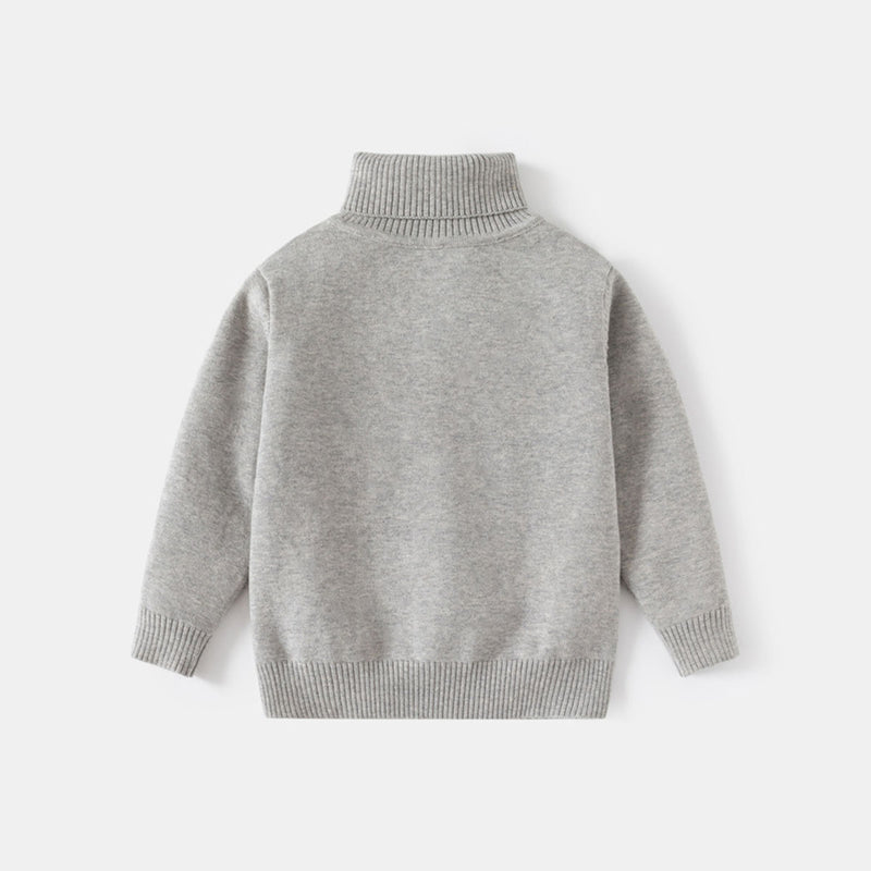 Boys Grey Textured Turtleneck Sweater Sweaters & Cardigans